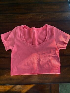 aerie Ribbed Scoop Crop Top - Coral Pink